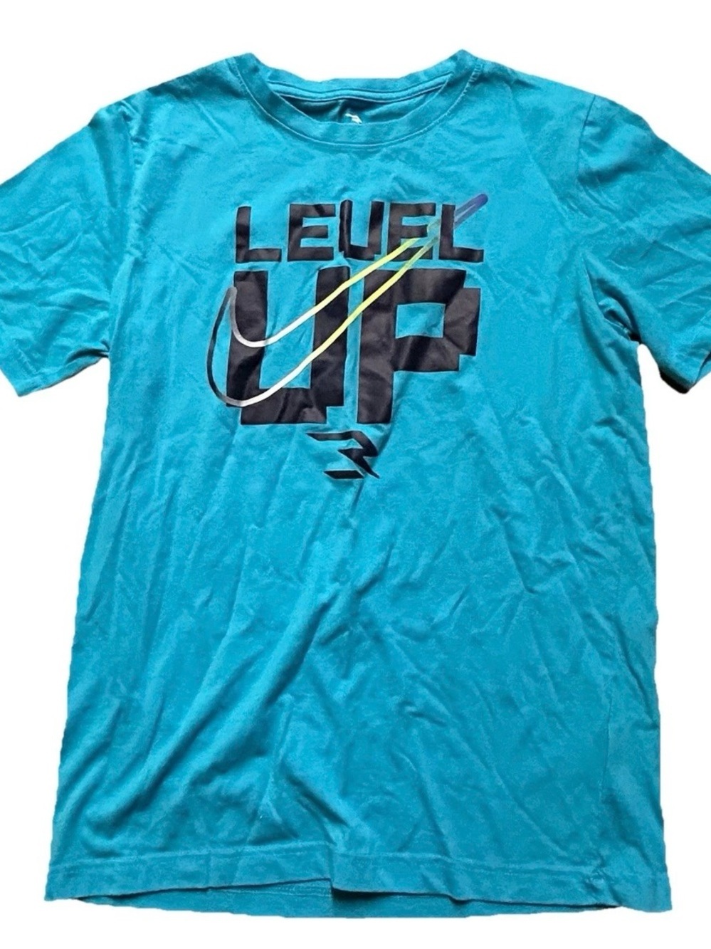 Boys Nike 3 Brands Blue Short Sleeve T Shirt Level Up Size XL